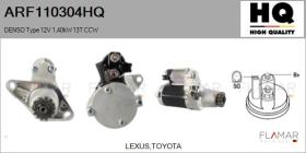HQ ARF110304HQ - ARR NUEVO DENSO Type 12V 1,40kW 13T CCW