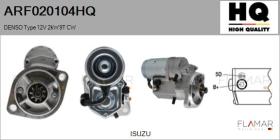 HQ ARF020104HQ - ARR NUEVO DENSO Type 12V 2,00kW 9T CW