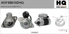 HQ ARF690102HQ - ARR NUEVO HITACHI Type 12V 0,90kW 9T CW