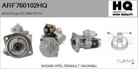 HQ ARF760102HQ - ARR NUEVO HITACHI Type 12V 2,50kW 9T CW