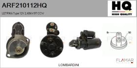 HQ ARF210112HQ - ARR NUEVO LETRIKA Type 12V 2,40kW 9T CCW
