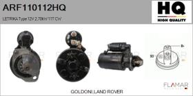 HQ ARF110112HQ - ARR NUEVO LETRIKA Type 12V 2,70kW 11T CW