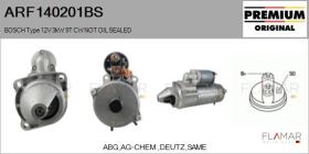 BOSCH ARF140201BS - ARR NUEVO ORIG. BOSCH Type 12V 3,00kW 9T CW