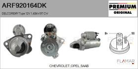 DELCO REMY KOREA ARF920164DK - ARR NUEVO ORIG. DELCOREMY Type 12V 1,40kW 9T CW