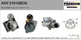 DELCO REMY ARF310106DS - ARR NUEVO ORIG. DELCOREMY Type 12V 1,70kW 11T