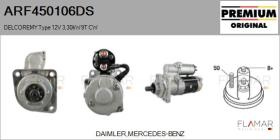 DELCO REMY ARF450106DS - ARR NUEVO ORIG. DELCOREMY Type 12V 3,30kW 9T CW
