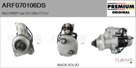 DELCO REMY ARF070106DS - ARR NUEVO ORIG. DELCOREMY Type 12V 7,30kW 11T CW