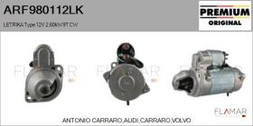 MAHLE ARF980112LK - ARR NUEVO ORIG. LETRIKA Type 12V 2,60kW 9T CW
