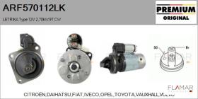 MAHLE ARF570112LK - ARR NUEVO ORIG. LETRIKA Type 12V 2,70kW 9T CW