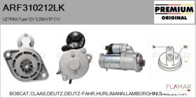 MAHLE ARF310212LK - ARR NUEVO ORIG. LETRIKA Type 12V 3,20kW 9T CW