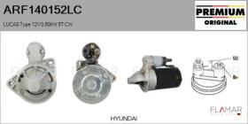 LUCAS ARF140152LC - ARR NUEVO ORIG. LUCAS Type 12V 0,80kW 8T CW