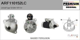 LUCAS ARF110152LC - ARR NUEVO ORIG. LUCAS Type 12V 2,00kW 10T CW