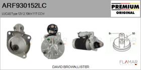 LUCAS ARF930152LC - ARR NUEVO ORIG. LUCAS Type 12V 2,10kW 11T CCW