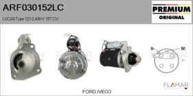 LUCAS ARF030152LC - ARR NUEVO ORIG. LUCAS Type 12V 2,40kW 10T CW