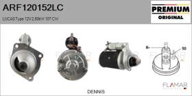 LUCAS ARF120152LC - ARR NUEVO ORIG. LUCAS Type 12V 2,80kW 10T CW