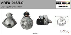 LUCAS ARF810152LC - ARR NUEVO ORIG. LUCAS Type 12V 2,80kW 13T CW