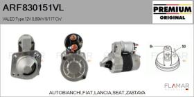 VALEO ARF830151VL - ARR NUEVO ORIG. VALEO Type 12V 0,80kW 9T CW