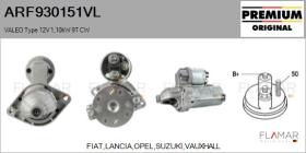 VALEO ARF930151VL - ARR NUEVO ORIG. VALEO Type 12V 1,10kW 9T CW