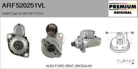 VALEO ARF520251VL - ARR NUEVO ORIG. VALEO Type 12V 2,00kW 10T CCW