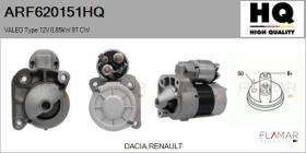 HQ ARF620151HQ - ARR NUEVO VALEO Type 12V 0,85kW 9T CW