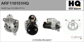 HQ ARF110151HQ - ARR NUEVO VALEO Type 12V 0,90kW 9T CW
