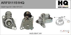 HQ ARF011151HQ - ARR NUEVO VALEO Type 12V 1,10kW 10T CCW