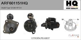 HQ ARF601151HQ - ARR NUEVO VALEO Type 12V 2,00kW 9T CW