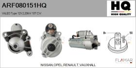 HQ ARF080151HQ - ARR NUEVO VALEO Type 12V 2,20kW 10T CW