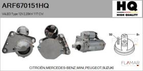 HQ ARF670151HQ - ARR NUEVO VALEO Type 12V 2,20kW 11T CW