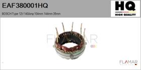 HQ EAF380001HQ - ESTATOR NUEVO BOSCH Type 12V 140Amp 104,00mm 144,00mm 35,00m