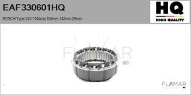 HQ EAF330601HQ - ESTATOR NUEVO BOSCH Type 24V 100Amp 104,00mm 142,00mm 29,00m