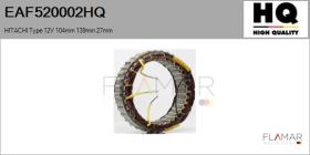 HQ EAF520002HQ - ESTATOR NUEVO HITACHI Type 12V 104,00mm 139,00mm 27,00mm