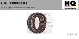 HQ EAF330002HQ - ESTATOR NUEVO HITACHI Type 12V 110Amp 108,00mm 139,00mm 28,0