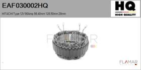 HQ EAF030002HQ - ESTATOR NUEVO HITACHI Type 12V 90Amp 98,40mm 128,50mm 28,00m
