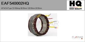 HQ EAF540002HQ - ESTATOR NUEVO HITACHI Type 12V 90Amp 98,50mm 128,50mm 28,50m