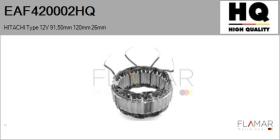 HQ EAF420002HQ - ESTATOR NUEVO HITACHI Type 12V 91,50mm 120,00mm 26,00mm