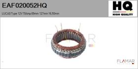 HQ EAF020052HQ - ESTATOR NUEVO LUCAS Type 12V 70Amp 89,00mm 127,00mm 16,50mm