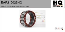 HQ EAF210023HQ - ESTATOR NUEVO MANDO Type 12V 80Amp 100,00mm 121,00mm 20,50mm