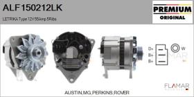 MAHLE ALF150212LK - LETRIKA Type 12V 55Amp PR5