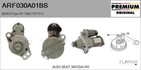 BOSCH ARF030A01BS - Motor de arranque BOSCH Type 12V 1,5kW 13T CCW