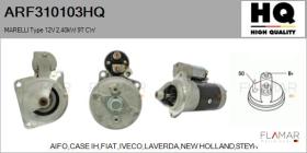 HQ ARF310103HQ - Motor de arranque MARELLI Type 12V 2,40kW 9T CW