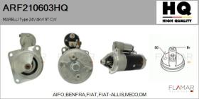 HQ ARF210603HQ - Motor de arranque MARELLI Type 24V 4kW 9T CW