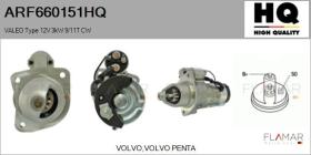 HQ ARF660151HQ - Motor de arranque VALEO Type 12V 3kW 9/11T CW