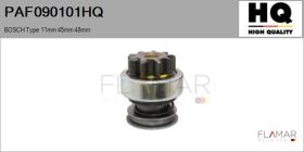 HQ PAF090101HQ - Piñón, arrancador BOSCH Type 11mm 45mm 48mm