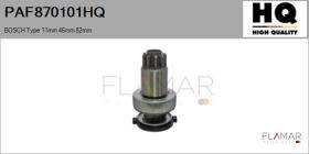 HQ PAF870101HQ - Piñón, arrancador BOSCH Type 11mm 46mm 82mm