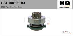 HQ PAF180101HQ - Piñón, arrancador BOSCH Type 12mm 47mm 46mm
