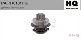 HQ PAF170101HQ - Piñón, arrancador BOSCH Type 12mm 47mm 58mm