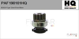 HQ PAF190101HQ - Piñón, arrancador BOSCH Type 12mm 51mm 59mm
