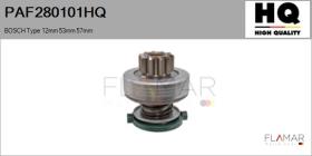 HQ PAF280101HQ - Piñón, arrancador BOSCH Type 12mm 53mm 57mm