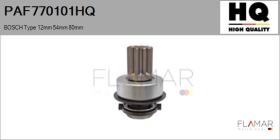 HQ PAF770101HQ - Piñón, arrancador BOSCH Type 12mm 54mm 80mm